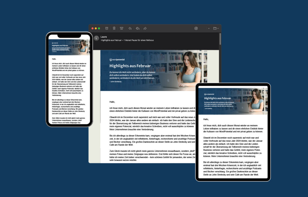 WordPotential Newsletter auf Desktop, Tablet und Handy