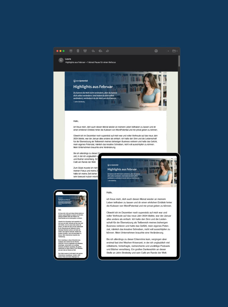WordPotential Newsletter auf Desktop, Tablet und Handy