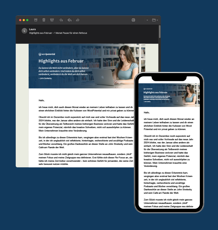 WordPotential Newsletter als Desktop- und mobile Version
