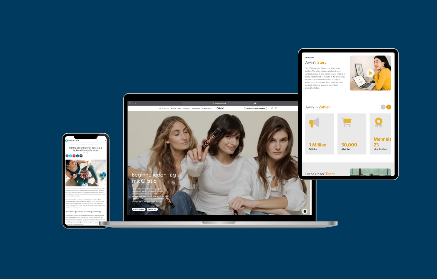 Website-Texte von Olistic, Awin und Eversports, Blogartikel, Startseite und Über uns